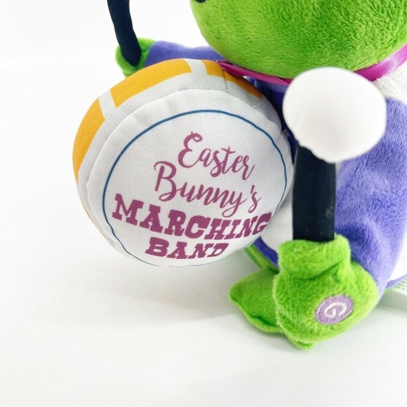 Gemmy FROG Easter Bunny Marching Band Animated Singing Plush Drummer Tested Work - Picture 4 of 12